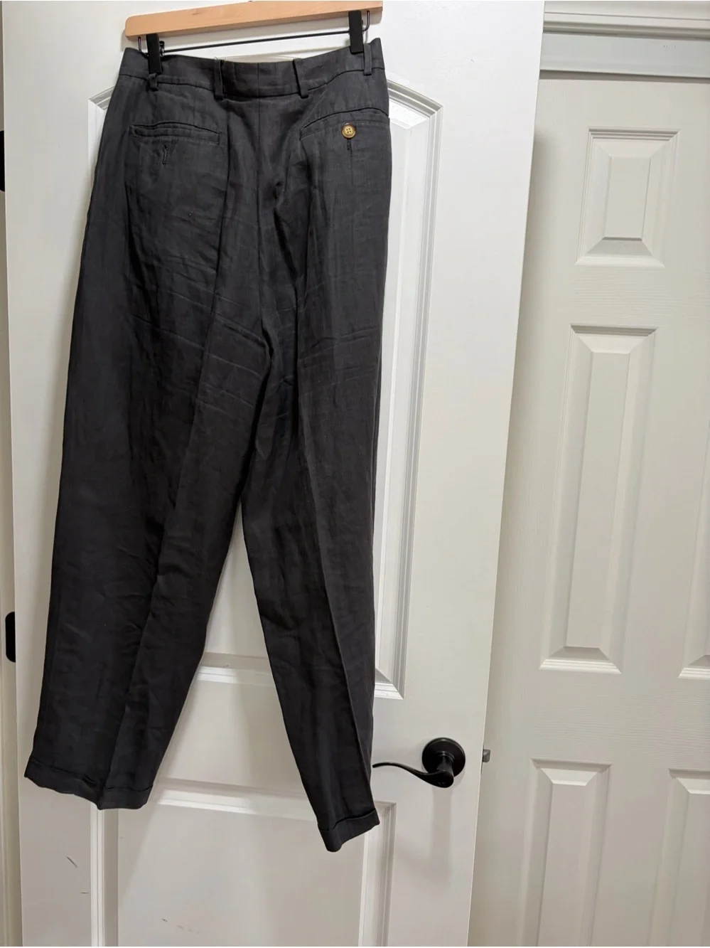 Vintage Structure La Collection 100% Linen Pleated Pants Charcoal Gray 32S